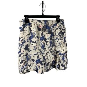 SIM & SAM Floral Print Skirt Elastic Waist Ruffle Hem XL Made in India